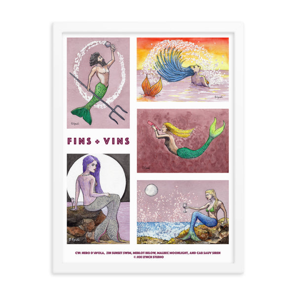 Fins + Vins Framed Print