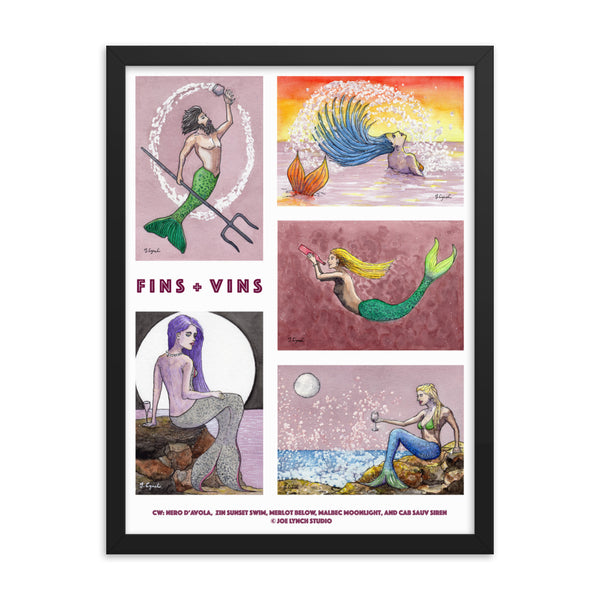 Fins + Vins Framed Print