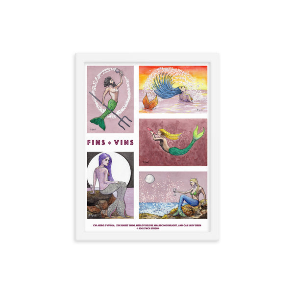Fins + Vins Framed Print